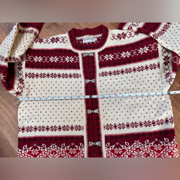 Horveit Womens Wool Fair Isle Cardigan Sweater Size XL Clasp Hook Closure Nordic - Picture 14 of 14